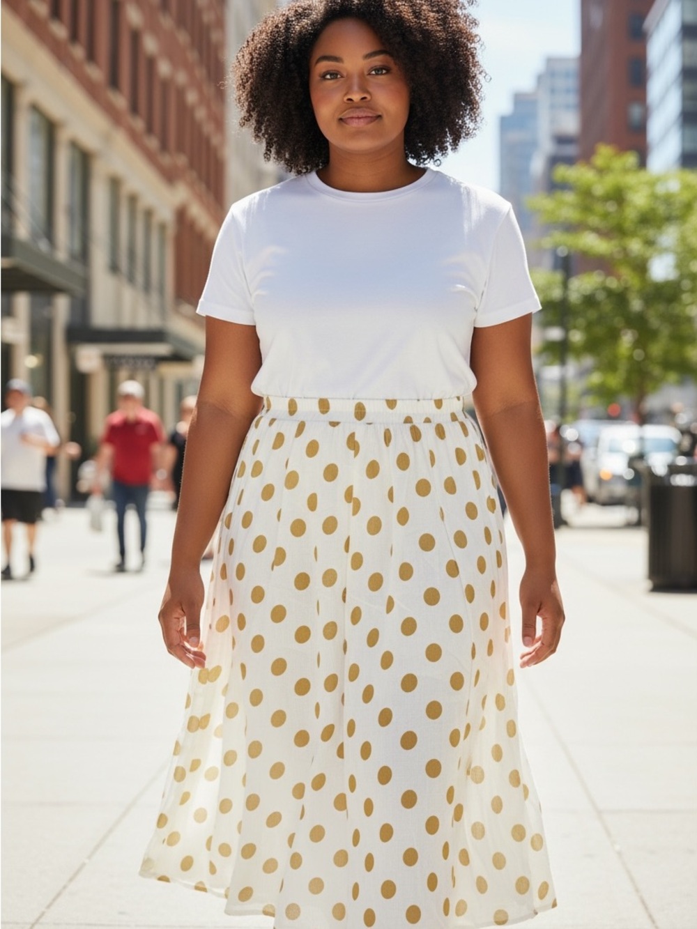 Polka Dot Skirt in White and Gold - Picture 2 of 11